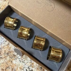 Set of 4 Baldwin Dover Polished Brass Napkin Rings #7535 In Original Box U.S.A.